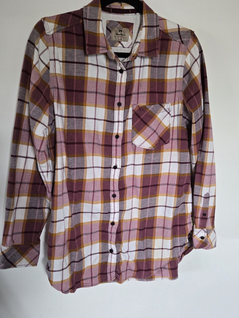 Women's Plaid Button-Down Shirt - Pink & Mustard